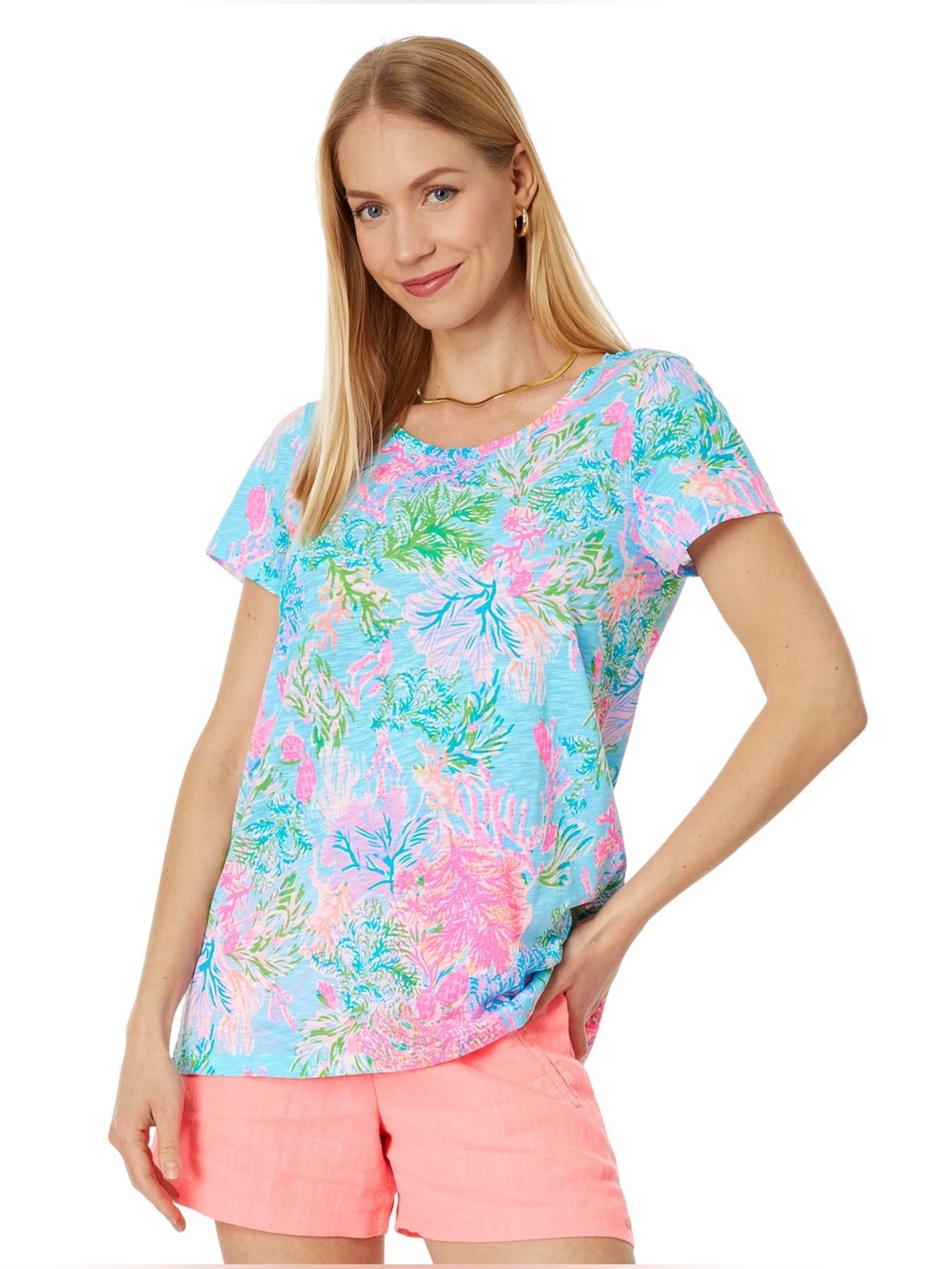 NWT Lilly Pulitzer Etta Scoop Neck Top in Celestial Blue Cay to My Heart